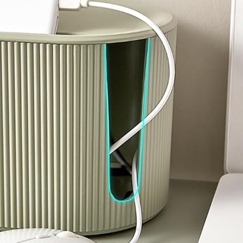 Cable Management Box,Desk Cord Organizer with Groove Cover,Plastic Cord Hider Box,Large Cable Box Organizer,Power Socket Management for TV/Computer/Router/Games Console Cable Storage (Green) - Image 4