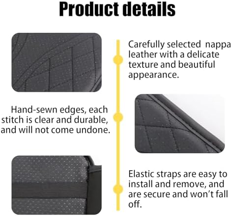 Car Center Console Cover with 2 Storage Bags, Leather Armrest Pad, Black - Image 6