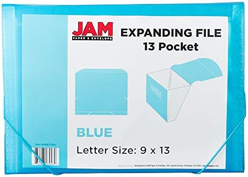 JAM PAPER Accordion Folders - 13 Pocket Plastic Expanding File - Letter Size - 9 x 13 - Blue Grid - 2/Pack - Image 3
