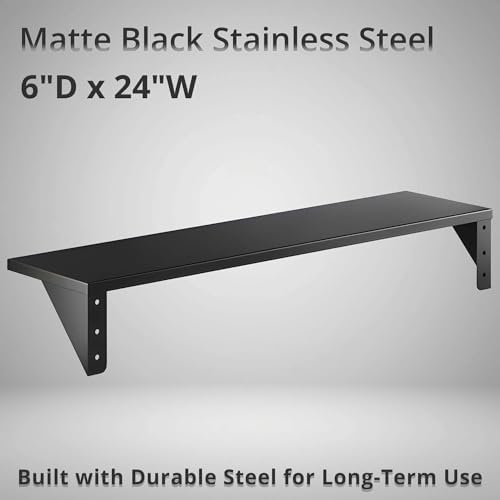 6" x 24" Small Stainless Steel Wall Shelf, Heavy Duty Storage Rack for Kitchen, Bathroom, Garage - Image 2