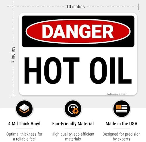 Danger Hot Oil OSHA Sign, - Image 3