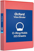 Oxford 1 Inch Binder, Durable 3 Ring 1 Inch with View Cover, XtraLife Hinge, Non-Stick PVC-Free, Red, 225-Sheet Capacity, Single Binder (1017671) by Oxford