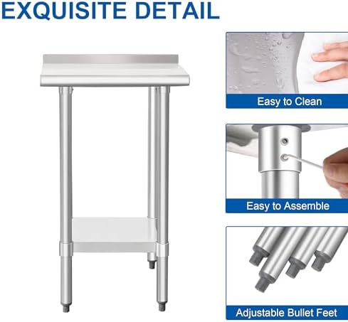 HARDURA Stainless Steel Commercial Work Table with Undershelf 14×24 Inches - Image 5