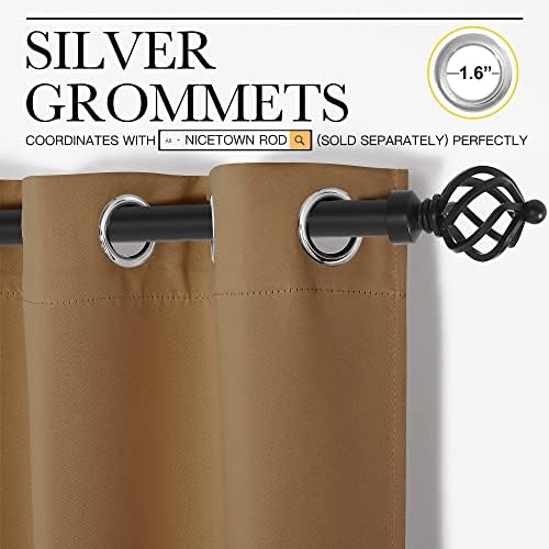 NICETOWN Door Curtain for Doorway Privacy, Curtains 132" Length, Room Divider Curtain Cover, Blackout Temporary Insulated Closet Curtain for Bedroom Closet (Gold Brown, 1 Panel, 11ft Tall x 5ft Wide) - Image 3