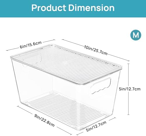 Vtopmart 1 Pack Clear Stackable Storage Bins with Lids and Handles, Medium - Image 2