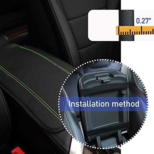 Ziciner Car Center Console Armrest Pad, 12.6X 7.2 Inch PU Leather Waterproof Auto Armrest Seat Box Cover Protector, Universal Car Interior Accessories (Black & Green) - Image 4