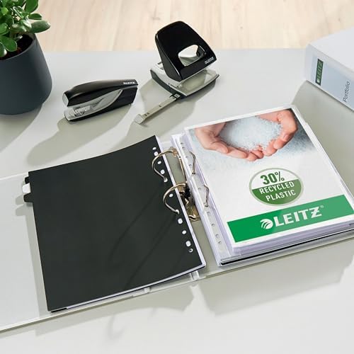 Leitz Plastic Lever Arch File, 90 Percent Recycled Card, 30 Percent Pre-Consumer Recycled Plastic, with Thumbhole and Rado Rings, 80mm Spine 600 Sheet Capacity, White, 10101001 - Image 6