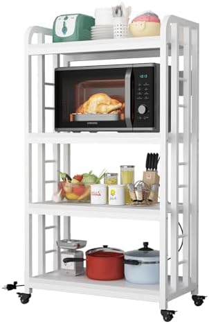 Bakers Rack with Power Outlet ，4-Tier Kitchen Baker's Rack,Microwave Cart - Image 3