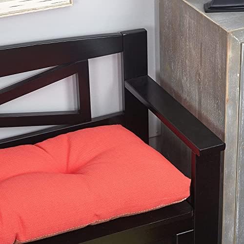 Klear Vu The Gripper Omega Non-Slip Tufted Bench Cushion for Indoor Furniture, Assembled in USA, Entryway Storage, Bay Window, Corner Nook or Piano Seat, 27 Inches, Solid Coral - Image 4