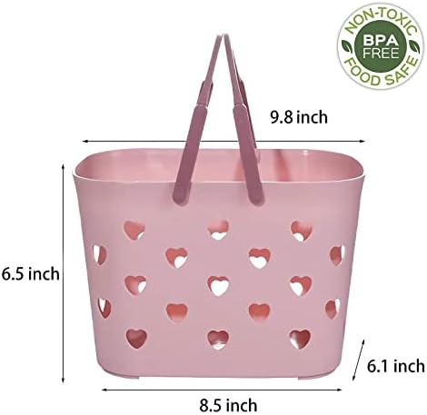 Portable Shower Caddy with Handle Plastic Shower Basket Organizer, Pink - Image 6