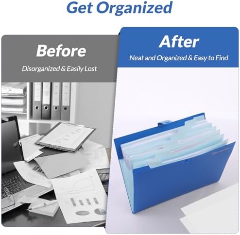 SKYDUE Expanding File Folder, Accordion File Organizer with 8 Pocket, Expandable Document Paper Receipt Holder for School Office Hospital, Letter/A4 Size Blue - Image 6