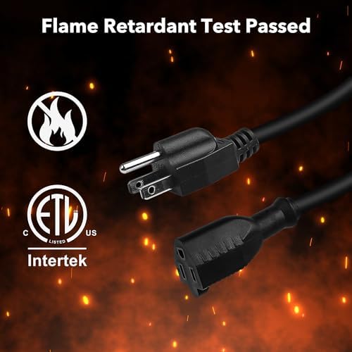 BN-LINK 6ft Indoor Outdoor Extension Cord 16/3 SJTW, 3 Pack, Black, 3-Prong, Weather Resistant & Flame Retardant, for Indoor, Garden, Landscaping & Holiday Decorations - Image 5