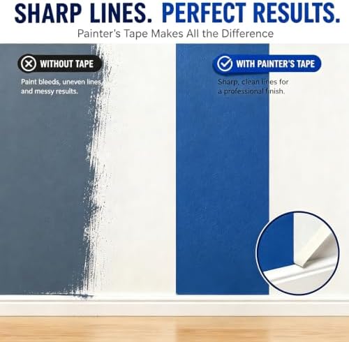 White Painters Tape 1 Inch Wide, 2 Rolls Masking Tape 0.98 Inch x 55 Yards – Strong Adhesion Paint Tape, No Residue White Masking Tape for Wall Painting, DIY, Packaging, Multi-Surface Use - Image 5