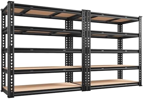 Romorgniz 48" W Garage Shelves 5 Tier Storage Shelves Organizers,3000LBS Heavy Duty Adjustable Shelving Unit,Garage Shelves Metal Shelf for Basement, Warehouse,Commercial,School,72.02" H x 24.4" D,2P by Romorgniz
