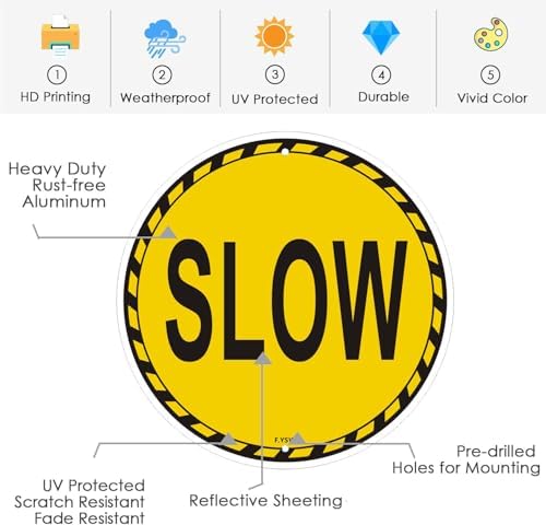 Slow Sign Children At Play 10" x 10" With 28" Long Metal Stakes Road Kids Dogs Playing Please Slow Street Safety Signal Stand Aluminum Outdoor Use Yard Business Home - Image 3
