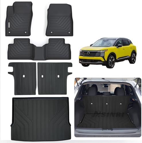 Floor Mats & Trunk Mat & Backrest Mat for 2025 2026 Nissan Kicks TPE All Weather Protection 2 Rows Car Floor Liners & Cargo Liners (Fit Upper Layer) with Velcro Rear Seats Backrest by ASINRI