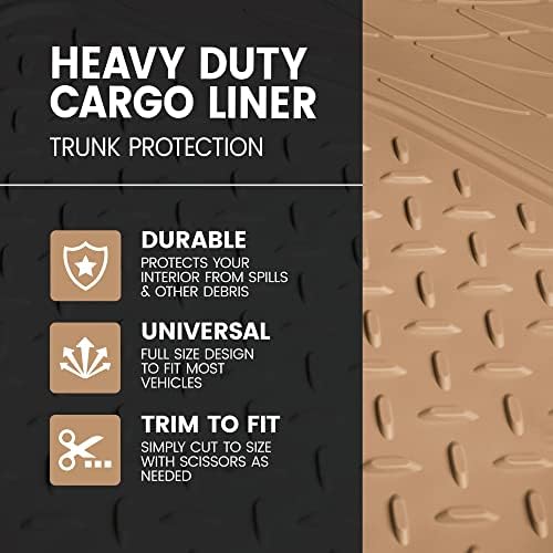 BDK Heavy Duty Rubber Cargo Mat Liner - All-Weather Trunk Protection, Trim-to-Fit Design for Cars, SUVs, Vans & Trucks - Non-Slip, Waterproof, Durable Cargo Floor Liner - 46" x 56.75" x 0.25" - Beige - Image 2