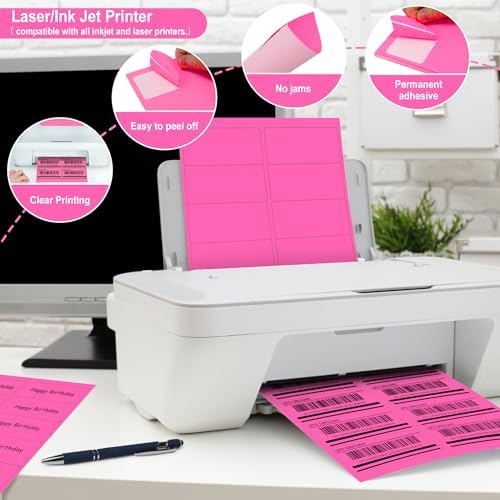 L LIKED 2" x 4" Neon Fluorescent Pink Labels 300 Labels 30 Sheets - Image 5
