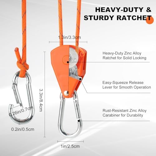 KOKKOYA 15ft Rope Ratchet Tie Downs Reflective Paracord Rollers 1/8in 6 Pcs - Image 5