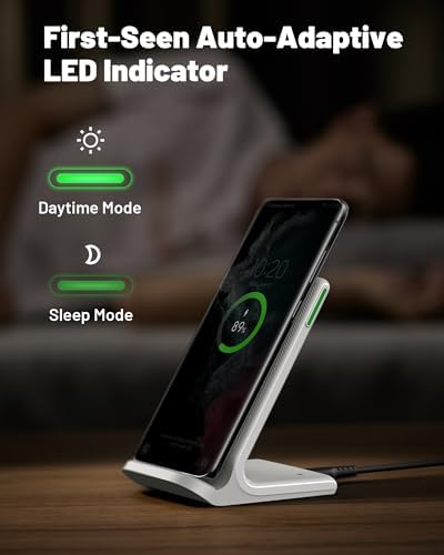 INIU Wireless Charger, 15W Fast Wireless Charging Phone Station with LED - Image 3