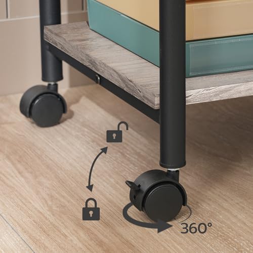 HOOBRO Printer Stand, 2-Tier Industrial Under Desk Printer Cart with Shelf, Mobile Heavy Duty Storage Rack on Wheels for Home, Office, Grey and Black BG02PS01G1 - Image 5