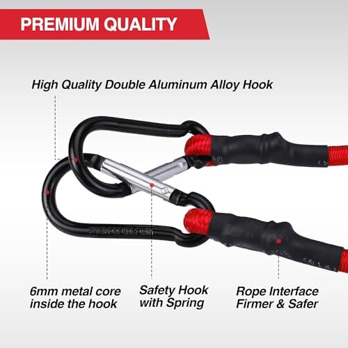 WORKPRO 24" Bungee Cords with Hooks, 4 Pack Heavy Duty Outdoor Bungee Strap - Image 6