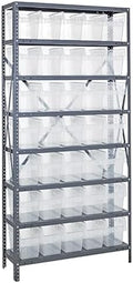 Quantum Storage Systems 1275-SB802CL Solid Heavy Duty 8 Shelves 35 STORE-MAX Clear Bins 75" H x 36" W x 12" D by QuantumStorageSystems