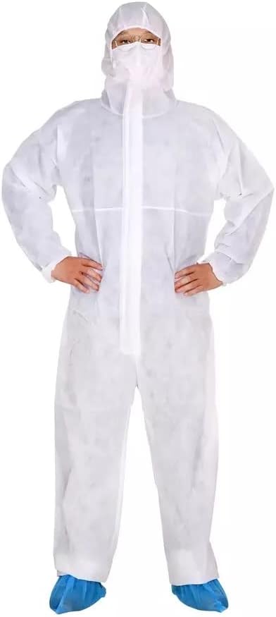 keebomed Hazmat suit, Chemical Protective Coverall, Category III, Type A, Microporous,Hood, Elastic Wrists and Ankles, Zipper - Image 3