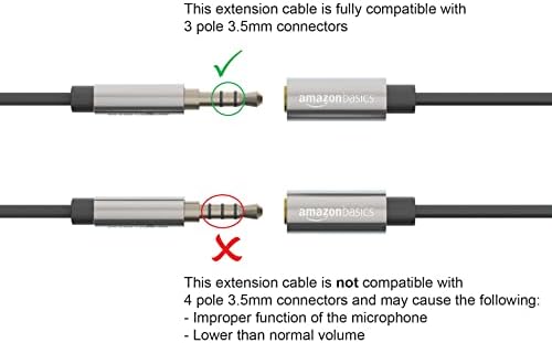 Amazon Basics 3.5mm Male to Female Stereo Audio Extension Cable for Headphones with Gold Plated Connectors, Aux Cord Extender, 25 Foot, Black - Image 3