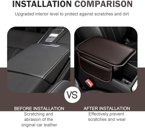Car Center Console Cover, Leather Armrest Cover Cushion with 2 Storage Bags, Soft Centre Console Protector Covers, Universal Car Interior Accessories, for Most Vehicles, SUV (Brown) - Image 3