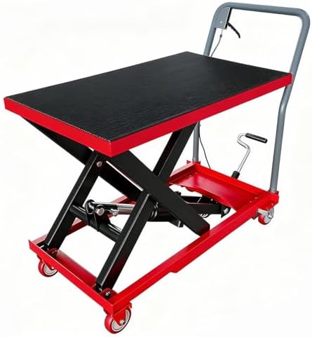 Hydraulic Lift Table Cart, 500 lbs Single Scissor Lift Cart, 28.5" Lifting Height, Steel Material Handling Lift with 4 Swivel Wheels, Non-Slip Pad for Warehouse, Garage, Factory by HOME