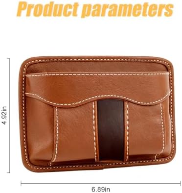 Car Seat Side Organizer, PU Leather Vehicle Storage Pocket, Universal Gap Filler for Auto Console Door Phone Document Sundries Organizer (Brown) - Image 2