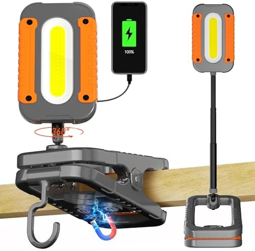 Molrebe Rechargeable Clamp Work Light, 3000LM, Magnetic, Telescopic, 1 Pack by Molrebe