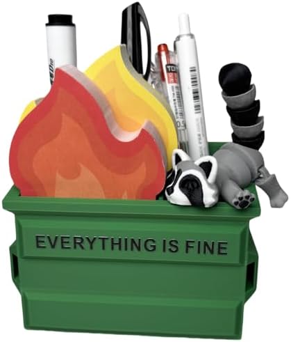 Funny Garbage Can Fire Pen Holder 300 Sticky Notes -Gag Gifts for Coworkers by INFMETRY