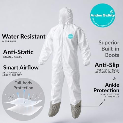 Andes Hazmat Suit with Boots, Paint Suit, Lab Coverall - Image 2