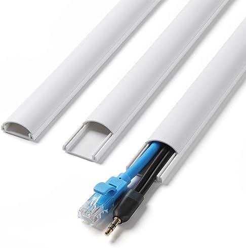 ZhiYo 42.5in Cord Covers for 1-2 Wires on Wall, 1" W x 0.4" H, White by ZhiYo