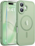 FNTCASE for iPhone 16 Case, Fit for Magsafe, Screen Protector, Light Moss by FNTCASE