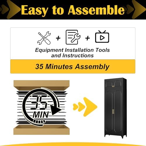 SteeLoong 90"Metal Pantry Storage Cabinet with Doors & 4 Adjustable Shelves - Image 6