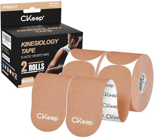 CKeep Kinesiology Tape precut Strips, 40 Count Elastic k Tape, Beige by Createabetterworldwiththegreateststrength