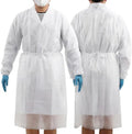 JMU 10 Pack Disposable Isolation Gowns White, Long PPE Medical Gowns by JMU
