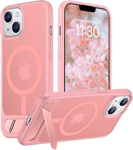 Temdan Magnetic Compatible with iPhone 14 Case/iPhone 13 Case,[Built-in Invisible Kickstand][Compatible with MagSafe][Military Grade Shockproof] Slim Translucent Matte Phone Case for iPhone 14/13 6.1" by Temdan