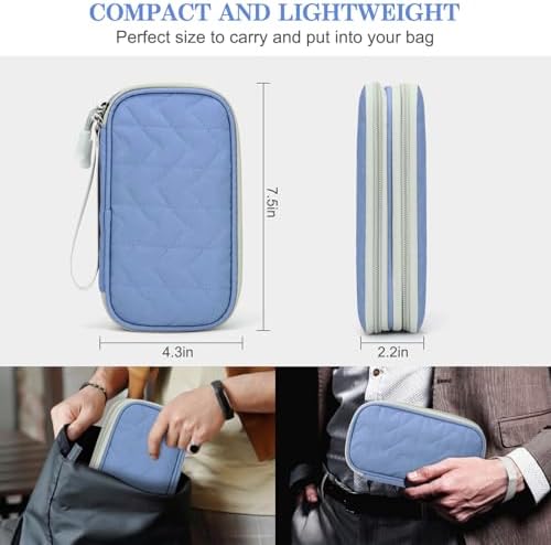 FYY Electronic Organizer, Travel Tech Pouch, Cable Organizer Blue Quilted - Image 2