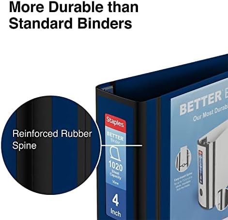 Staples Better 4-Inch D-Ring View Binder, Blue, 800 Sheets - Image 6