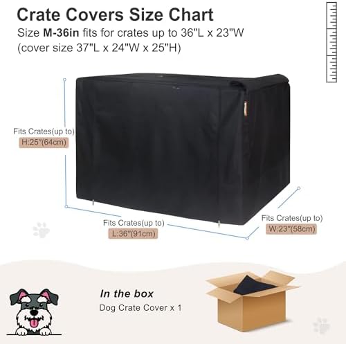 HiCaptain 36-Inch Dog Crate Cover with Mesh, Waterproof Kennel Cover, Black - Image 6