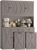 HOSTACK 71" Kitchen Pantry with 12.5 Gallon Double Trash Can Cabinet, Grey by HOSTACK