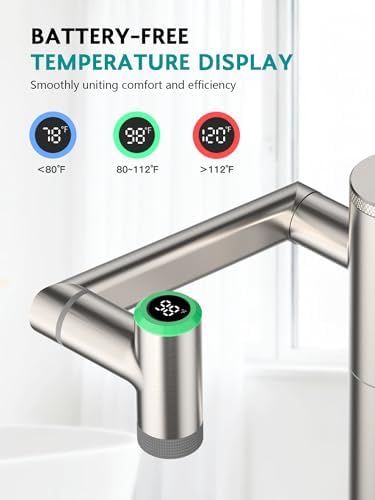 Lefton Rotatable Bathroom Faucet with Built-in Filter, Single Hole Sink Faucet with Temperature Display in Fahrenheit, 2 Water Modes, NSF Certified - Image 6