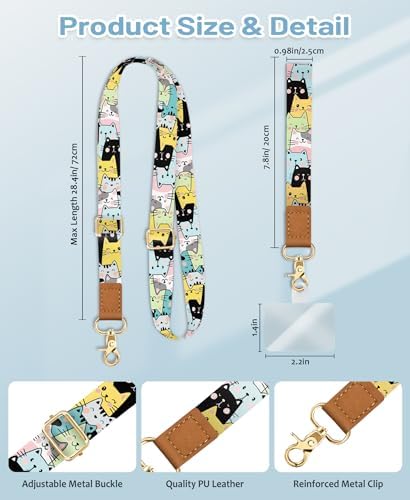 Yonlevres Phone Lanyard Crossbody Strap Wrist Neck Adjustable Women Cat - Image 6