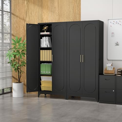 Steeloong 75"Metal Pantry Storage Cabinet with Doors & 4 Adjustable Shelves - Image 6