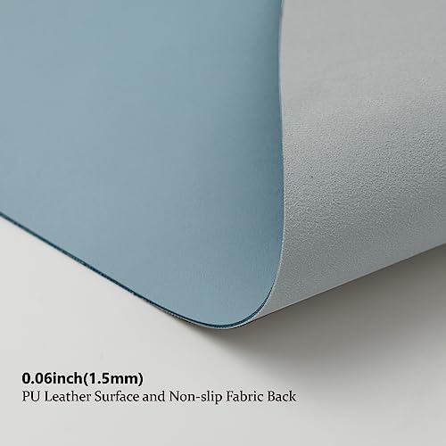 Leather Desk Mat - Non-Slip PU Desk Pad for Office and Home - Desk Organization and Accessories - Ideal for Large Mouse Pad and Desk Mats on Top of Desks (Light Blue,31.5"x 15.7") - Image 4