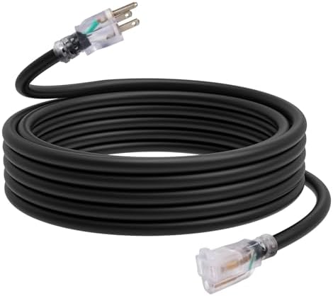 EP 25 Ft 12/3 SJTW Lighted Outdoor Extension Cord, Black by ENERGYPRO